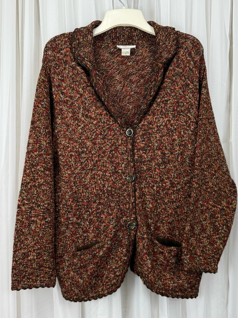 Allison Daley 3X Knit Cardigan Sweater Multicolor Button Front